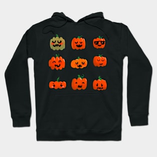 Cute Jack-o'-lantern Pumpkin Pattern Funny faces Hoodie